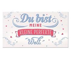 Grafik Werkstatt Wand Vintage-Art | Du bist Meine kleine perfekt Welt | Retro | Nostalgic | Pappschild mit Kordel| Deko-Schild Cardboard, Pappe, bunt, 22 x 12 cm