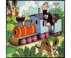 wash+dry Fußmatte der kleine Maulwurf fährt Zug, 50x75 cm, innen und außen, waschbar, bunt