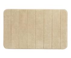 Wenko Badteppich Foam Stripes, Sand Badematte, Rutschhemmend, Sehr Weiche Qualität mit Memory-Schaum-Polsterung, Polyester, Beige, 80 x 50 x 0.1 cm