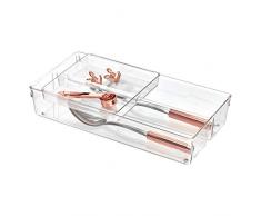 iDesign 63930EU Linus 2-stufiger Schubladen Organizer zum Aufbewahren von Besteck, Utensilien, Kosmetika, Bürobedarf, durchsichtig