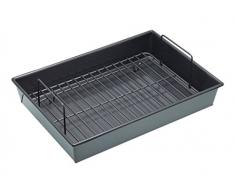 Kitchen Craft Chicago Metallic Professional Antihaft Bräter mit Rack, 34 x 24 x 6 cm (34,3 x 24,1 x 6,3 cm), grau