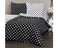 4Home Baumwolle Bettwäsche Schwarzer Punkt, Black/White, 200 x 220 cm, 3-Einheiten