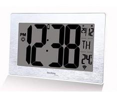 kleine und moderne Wanduhr, Funk, gebürstete Silber-Optik