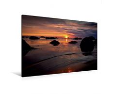 Calvendo Premium Textil-Leinwand 120 cm x 80 cm quer, Sonnenuntergang vor Hasle | Wandbild, Bild auf Keilrahmen, Fertigbild auf echter Leinwand, Leinwanddruck Natur Natur