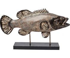 Kare Design Deko Objekt Pescado, Fisch Skulptur auf schwarzem Sockel, handgefertigtes Accessoire für Kommode und Sideboard, (H/B/T) 48x83x20cm