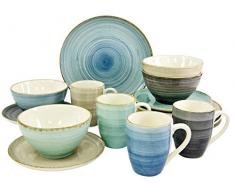 CreaTable, 20700, Serie Brush Nordic, Geschirrset, Kombiservice 16 teilig, mehrfarbig