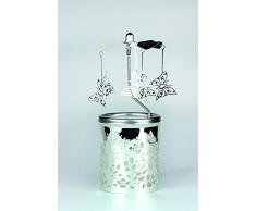 Kerzenfarm Hahn Glaskarussell Teelichthalter Windlicht 84365 Motiv Schmetterling Größe 16 x 6 x 6 cm Glaskarussel, Glas, Silber 6 cm