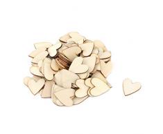 liying 100 Stück unbehandelte Holzherzen DIY Basteln Dekoration Rustikal Natur Holz Konfetti Hochzeit Tischdeko 80mm