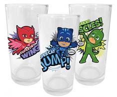 PJ MASKS 13615 Catboy, Owlette, Gekko Glas, Trinkglas, Wasserglas, Gläserset, 200 milliliters