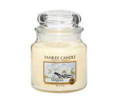Yankee Candle mittelgroße Duftkerze im Glas, Vanilla, Brenndauer bis zu 75 Stunden