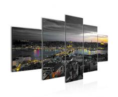 Bilder Istanbul Türkei Wandbild Vlies - Leinwand Bild XXL Format Wandbilder Wohnzimmer Wohnung Deko Kunstdrucke Blau 5 Teilig - MADE IN GERMANY - Fertig zum Aufhängen 603153b