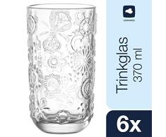 Leonardo Fiorita Becher groß, 6-er Set, 370 ml, Höhe 14 cm, Durchmesser 7,5 cm, Klarglas, 037795