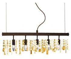 WOFI Pendelleuchte, Metall, E14, 200 W, kolonialstil braun, 80 x 9.8 x 150 cm