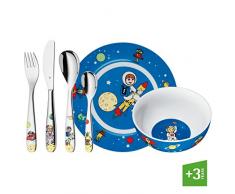 WMF Willy Mia Fred Kindergeschirr, mit Kinderbesteck, 6-teilig, ab 3 Jahren, Edelstahl Cromargan spülmaschinengeeignet, farb- und lebensmittelecht