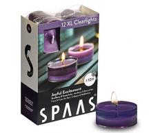 Spaas 12 Maxi Duft-Teelichter in transparenter Klartasse, Paraffinwachs, Kunststoff, auberginefarben, D 57 mm x H 28 mm