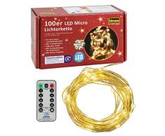Idena 31351 - LED Micro Lichterkette mit 100 LED in warm weiß, 8 Stunden Timer Funktion und Fernbedienung, dimmbar, Batterie betrieben, für Partys, Weihnachten, Hochzeit, als Stimmungslicht, ca. 13 m