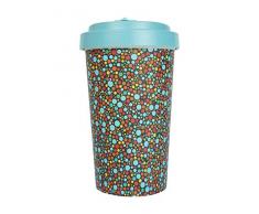WoodWay Wiederverwendbar Kaffeetasse aus Bio Bambus Naturfaser | Umweltfreundlich, biologisch abbaubar Reise Tasse, Bambus, Fusion Turquoise - Blue, 500 ml