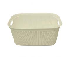 JVL Knit Design Loop, Kunststoff, rechteckig, Leinen Wäschekorb mit Griffen, 38 Liter, weiß