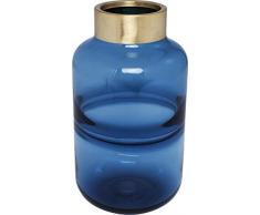 Kare 61780 Vase Positano Belly Blau 28cm, Glas, Messing lackiert