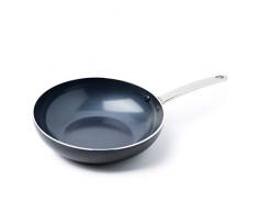 GreenPan BLACK Bonn Wokpfanne mit Keramik Beschichtung, Induktion, 28 cm, Aluminium, Schwarz