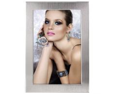 Hama Bilderrahmen 15x20 cm Davos (Fotorahmen mit Samtrückwand zum Aufstellen und Aufhängen) silber