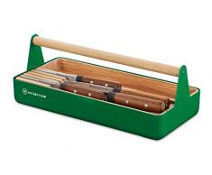 Wüsthof Tool Basket mit 4 Urban Farmer Messern, Urban Farmer (9480), hochwertige Kochmesser, Buchenholz, Edelstahl, grün