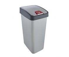 keeeper Premium Abfallbehälter mit Flip-Deckel, Soft Touch, 45 l, Magne, Silber