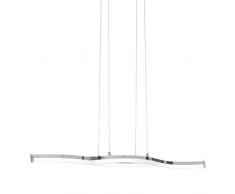EGLO LED Pendellampe Lasana 2, 2 flammige Pendelleuchte, Hängeleuchte aus Alu, Stahl, Kunststoff, Farbe: Chrom, weiß, L: 91,5 cm