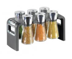 Cole & Mason Shaw Kräuter & Gewürz Regal 6 Gläser 110mm Gewürzständer, Kunststoff, Black, 6 Jar, 7
