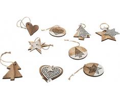 small foot Deko-Hänger aus Holz zur Weihnachtsdekoration mit raffinierten Verzierungen, an kleinen Bändern zur einfachen Befestigung an Tannenbaum & Co Dekoornament, Natur, 7 x 7 x 0.5 cm