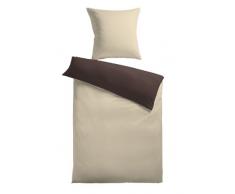 MESANA B-10683/02 Mikrofaser Wende-Bettwäsche Dream-Soft (Nicki), 80x80 + 135x200 cm, beige/Dunkelbraun