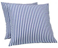 AmazonBasics - Kissenbezüge, Jersey, 2er-Pack, gestreift, 80 x 80 cm, Marineblau