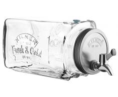 Kühlschrank Getränkespender mit Zapfhahn 3 Liter, Glas/Metall, Maße: 32,7 x 14 x 18 cm