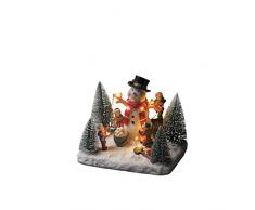 Konstsmide, 4202-000, LED Szenerie Schneemann mit Kindern, 10 gelbe Dioden, batteriebetrieben, Innen