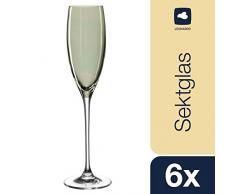 Leonardo Sektgläser Lucente, Champagnerglas elegante Sektkelche 140 ml Füllmenge, 6 teilig, grün, 061773