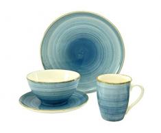 Creatable 20812, Serie Brush Nordic, Geschirrset, Single Set 6 teilig, Steingut, Blau