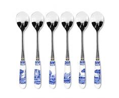 Blue Italian Teelöffel, 15 cm, Porzellan und Edelstahl, Blau/Weiß, 6 Stück