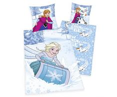 Herding DISNEYS DIE EISKÃNIGIN BettwÃ¤sche-Set, Kopfkissenbezug 80x80cm, Bettbezug 135x200cm, 100% Baumwolle, Linon, mit praktischer Knopfleiste