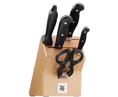 WMF Messerblock mit Messerset 6-teilig Spitzenklasse Plus 3 Messer geschmiedet, 1 Block aus Buchenholz, 1 Schere und 1 Wetzstahl