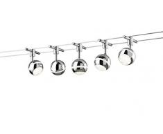 Trio Leuchten LED Seilsystem Baloubet 778210506, Metall, Kunststoff chromfarbig / weiÃ, 5 x 3.8 Watt