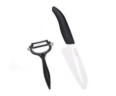 Kyocera Cut&Peel Set, Santokumesser (Klinge: 14 cm) mit Sparschäler, schwarzer Griff