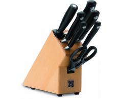 Wüsthof Messerblock, Grand Prix II (9851-2), 7-teilig, aus Buchenholz, mit 5 Kochmessern, Schere, Wetzstahl, Küchenmesser-Set geschmiedet