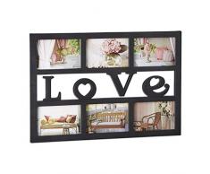 Relaxdays Bilderrahmen Love, Collage für 6 Fotos 10x15 cm, Galerierahmen zum Aufhängen, HBT: 33 x 48 x 1,5 cm, schwarz