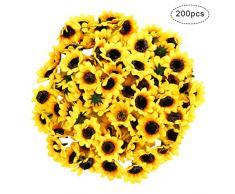 WEFOO Künstliche Sonnenblumenköpfe aus Seide, 4,6 cm, Sonnenblumenstoff, für Zuhause, Dekoration, Hochzeitsdekoration, Brautstrauß zum Basteln, für Gartenarbeiten, Kunst-Dekoration, 200 Stück