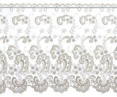 Plauener Spitze by Modespitze, Store Bistro Gardine Tüllgardine Florentiner Scheibengardine mit Stangendurchzug, hochwertige Stickerei, Höhe 57 cm, Breite 178 cm, Creme