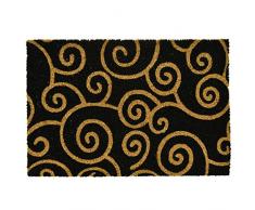 ASAB Fußmatte mit Aufschrift „Welcome“, saugfähig, rutschfest, Kokosmatte für den Eingangsbereich, Gummirückseite, 60 x 40 cm, Teppich Swirls, Wirbel, Standard