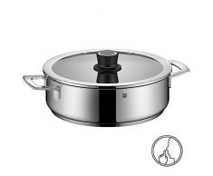 WMF VarioCuisine Bräter, Aroma Dampfgarer mit Silence- Glasdeckel inkl. Thermometer, Cromargan Edelstahl, Induktion, Silikonrand