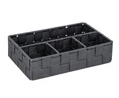 Wenko Aufbewahrungskorb Adria Klein Badorganizer mit 4 Fächern, Dunkelgrau, 26 x 6.5 x 17 cm
