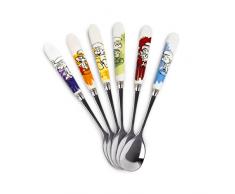 I Puffi Die Schlümpfe ppu77/6 x Set Kaffeelöffel, Typ, Porzellan, Mehrfarbig, 6 Stück