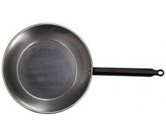 La Valenciana Bratpfanne, poliertes Eisen, flach, 18 cm, einzelner Griffstiel, Schwarz, schwarz, 32 cm